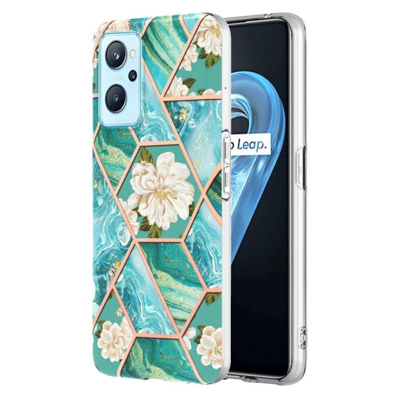 Cover Realme 9i Geometrisk Marmor Og Blomster