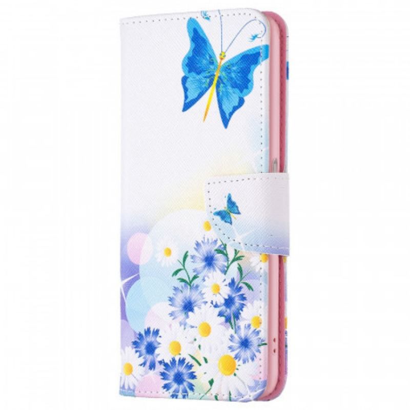 Flip Cover Realme 9i Sommerfugle Og Pastelblomster