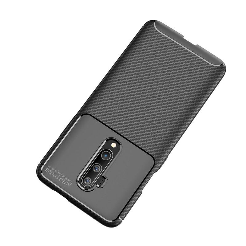 Cover OnePlus 7T Pro Sort Fleksibel Kulfibertekstur