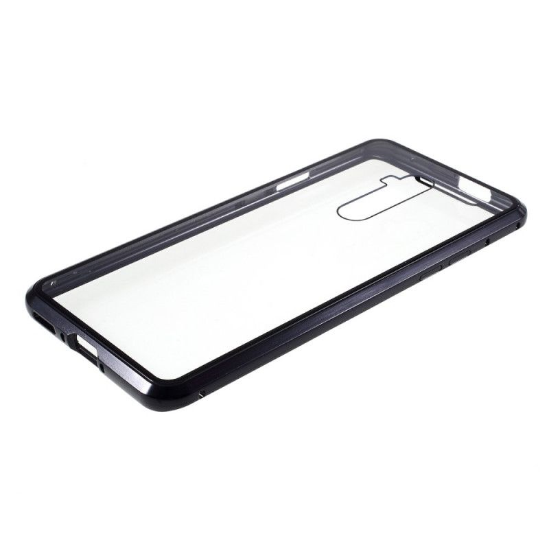 Cover OnePlus 7T Pro Sort Kanter Af Metal Og Hærdet Glas