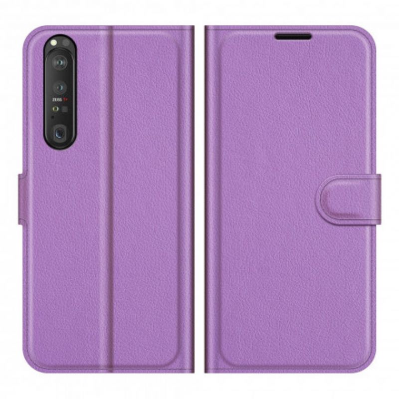 Flip Cover Sony Xperia 1 Iii Klassisk Litchieffekt