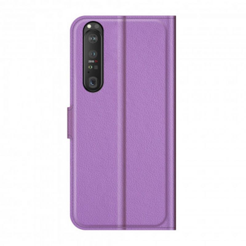 Flip Cover Sony Xperia 1 Iii Klassisk Litchieffekt