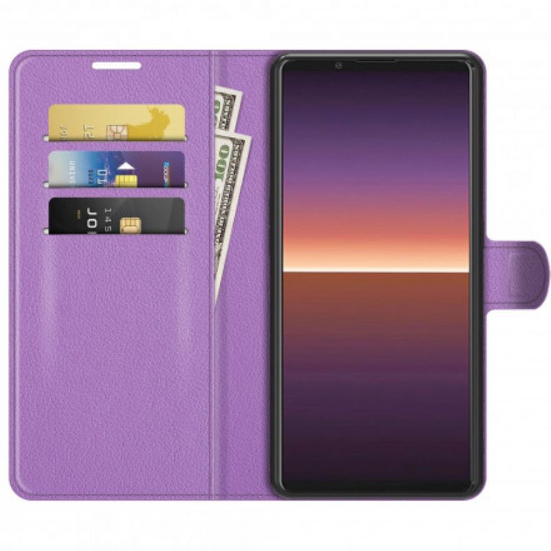 Flip Cover Sony Xperia 1 Iii Klassisk Litchieffekt