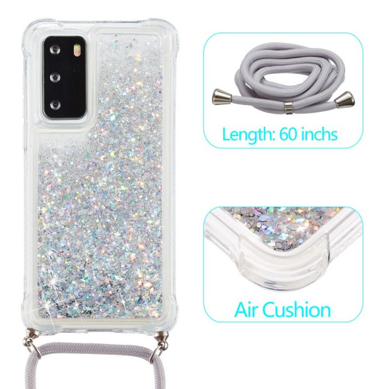 Huawei P40 Glitter Taske Med Ledning