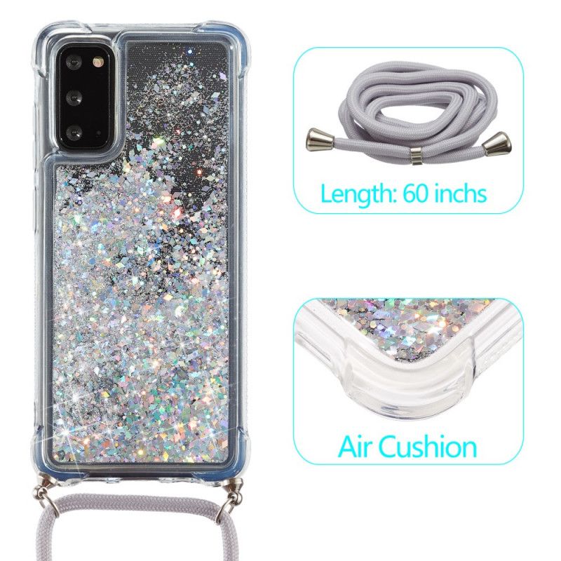 Samsung Galaxy S20 Glitter Taske Med Ledning