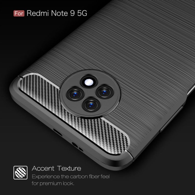 Cover Xiaomi Redmi Note 9 5G / Note 9T 5G Sort Børstet Kulfiber