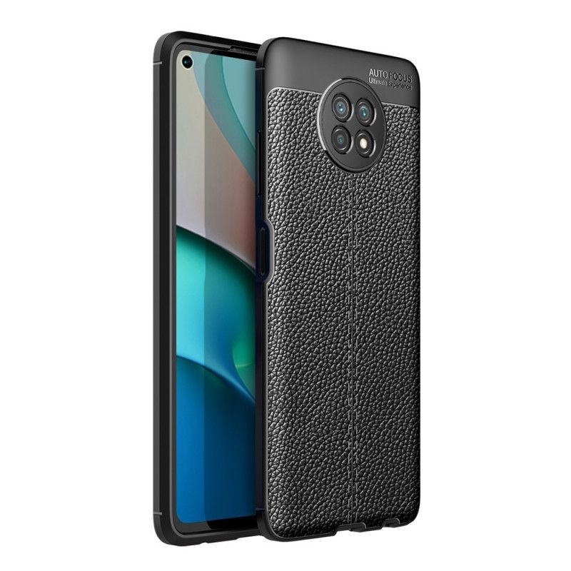 Cover Xiaomi Redmi Note 9 5G / Note 9T 5G Sort Dobbeltlinjeret Lychee-Lædereffekt Original