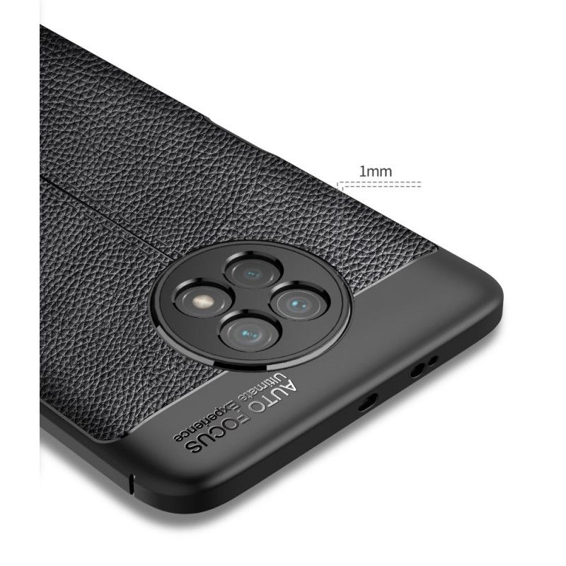 Cover Xiaomi Redmi Note 9 5G / Note 9T 5G Sort Dobbeltlinjeret Lychee-Lædereffekt Original