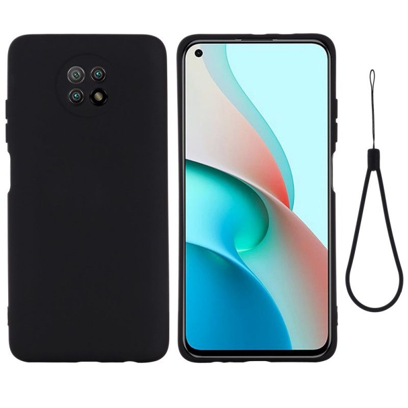 Cover Xiaomi Redmi Note 9 5G / Note 9T 5G Sort Flydende Silikone Og Rem