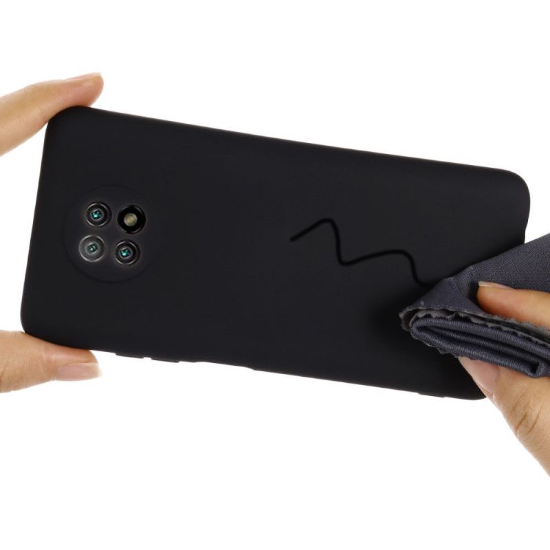 Cover Xiaomi Redmi Note 9 5G / Note 9T 5G Sort Flydende Silikone Og Rem