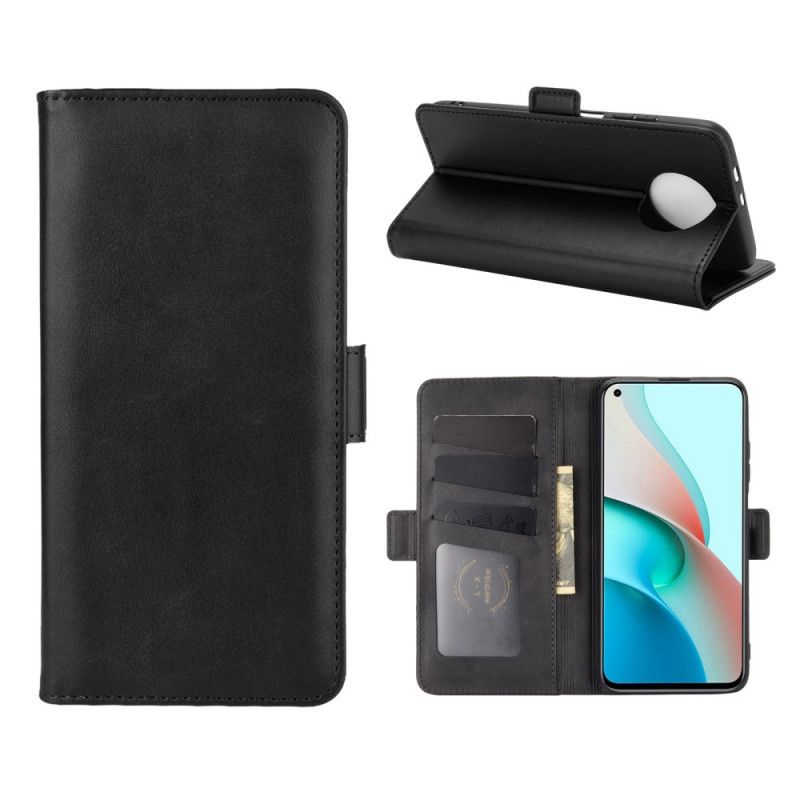 Flip Cover Læder for Xiaomi Redmi Note 9 5G / Note 9T 5G Sort Dobbelt Klap