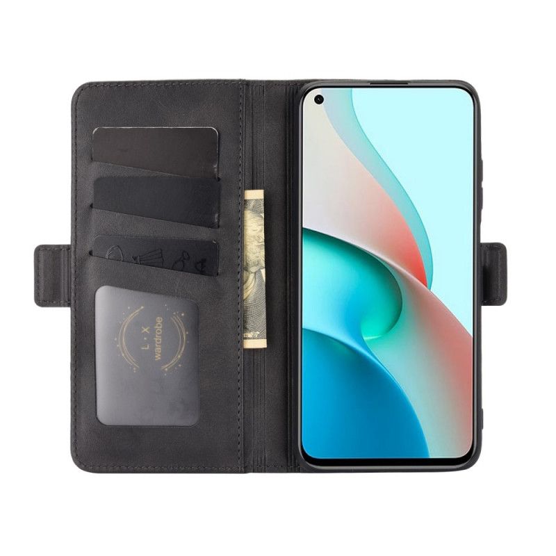 Flip Cover Læder for Xiaomi Redmi Note 9 5G / Note 9T 5G Sort Dobbelt Klap