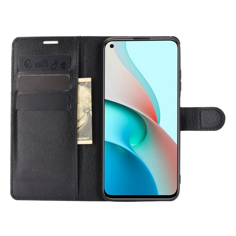 Flip Cover Læder for Xiaomi Redmi Note 9 5G / Note 9T 5G Sort Klassisk Kunstlæder