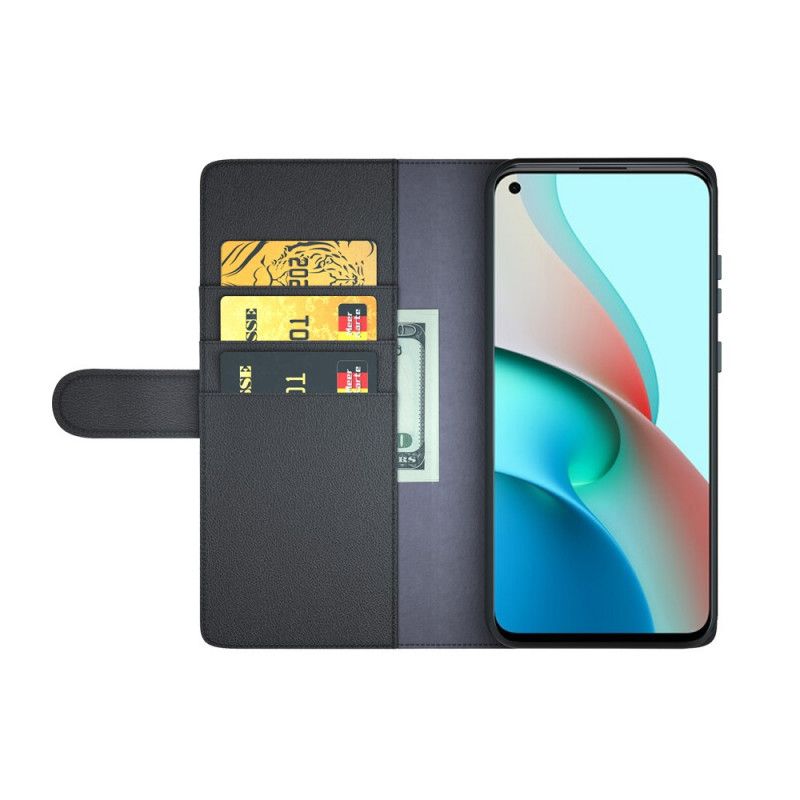 Flip Cover Læder Xiaomi Redmi Note 9 5G / Note 9T 5G Sort Ægte Split Læder