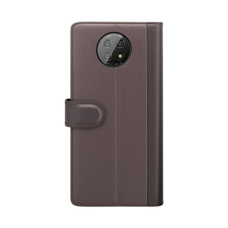 Flip Cover Læder Xiaomi Redmi Note 9 5G / Note 9T 5G Sort Ægte Split Læder