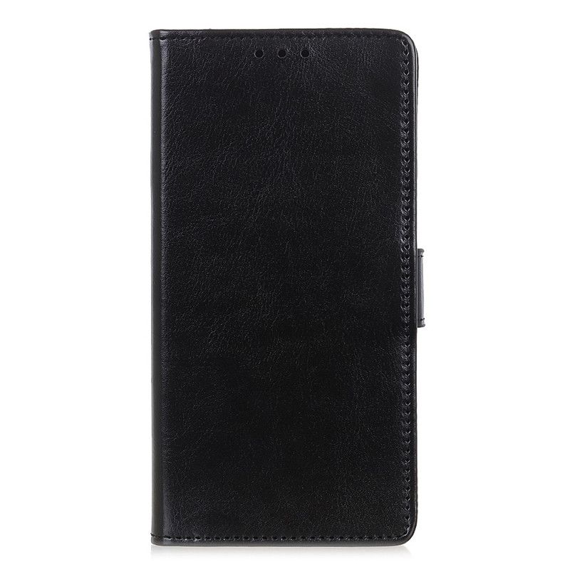 Flip Cover Læder Xiaomi Redmi Note 9 5G / Note 9T 5G Sort Enkel Skinnende Lædereffekt Original