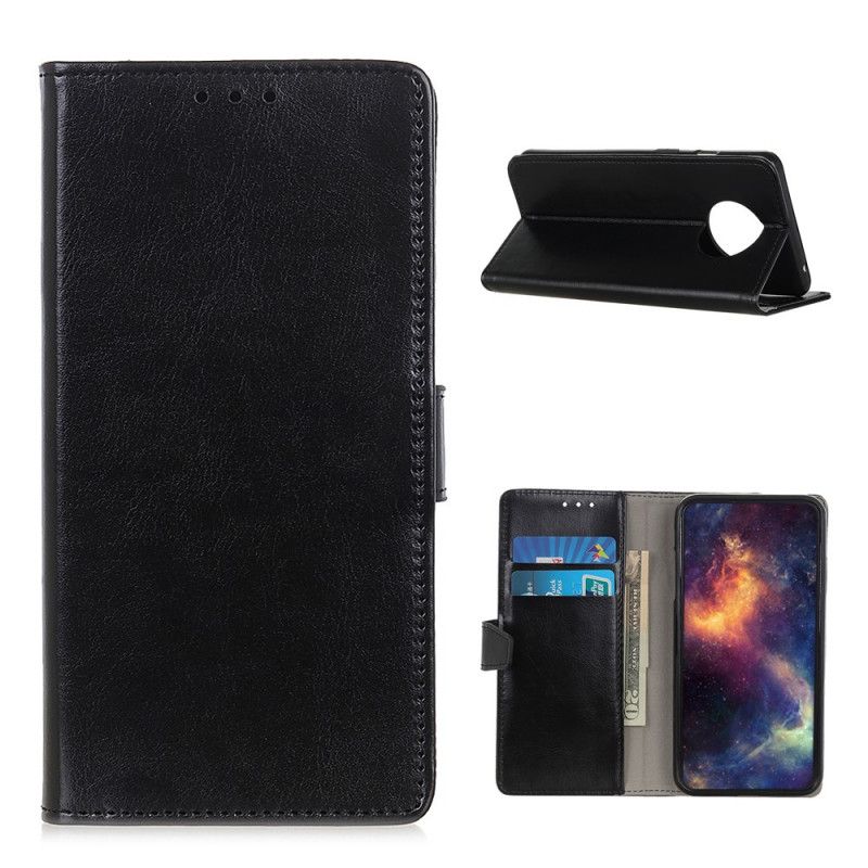 Flip Cover Læder Xiaomi Redmi Note 9 5G / Note 9T 5G Sort Enkel Skinnende Lædereffekt Original