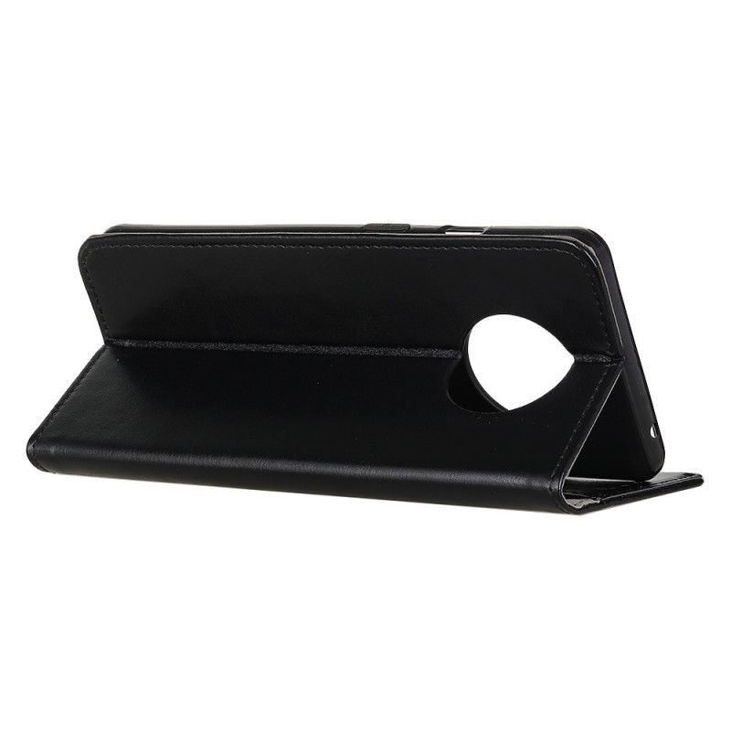 Flip Cover Læder Xiaomi Redmi Note 9 5G / Note 9T 5G Sort Enkel Skinnende Lædereffekt Original