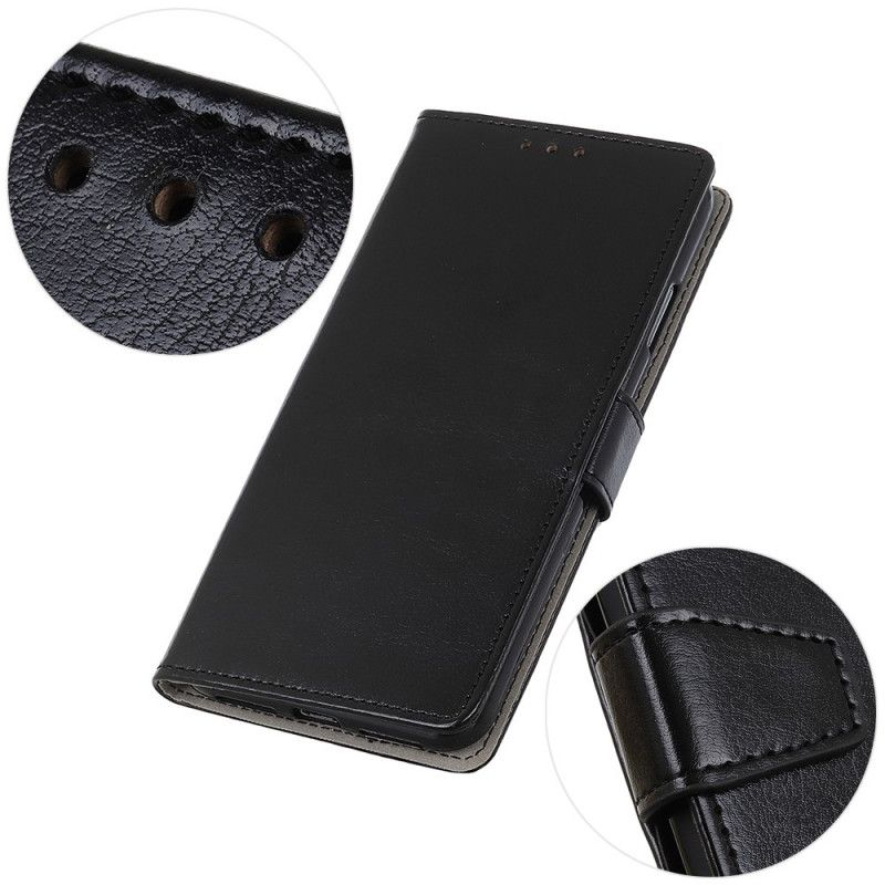 Flip Cover Læder Xiaomi Redmi Note 9 5G / Note 9T 5G Sort Enkel Skinnende Lædereffekt Original