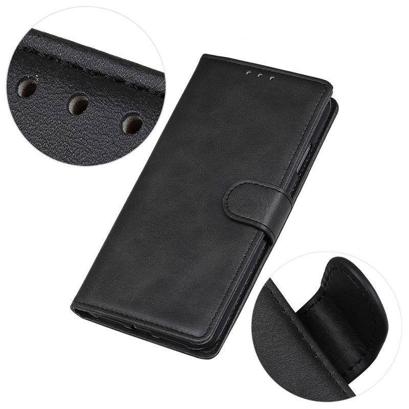 Flip Cover Læder Xiaomi Redmi Note 9 5G / Note 9T 5G Sort Retro Mat Læder Effekt Beskyttelse