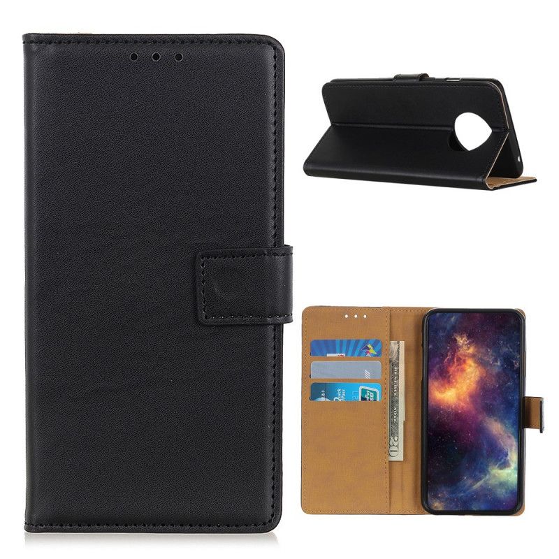 Flip Cover Læder Xiaomi Redmi Note 9 5G / Note 9T 5G Sort Simpelt Kunstlæder