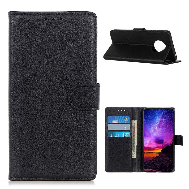 Flip Cover Xiaomi Redmi Note 9 5G / Note 9T 5G Sort Traditionel Litchi