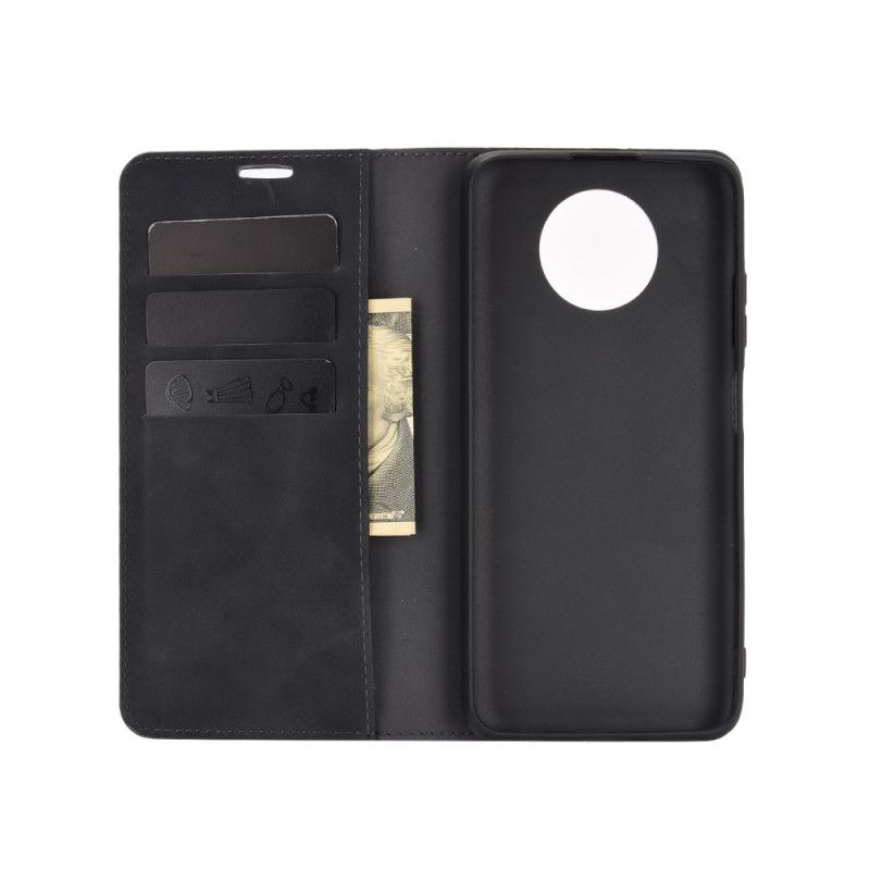 Læder Cover for Xiaomi Redmi Note 9 5G / Note 9T 5G Sort Hud-Touch