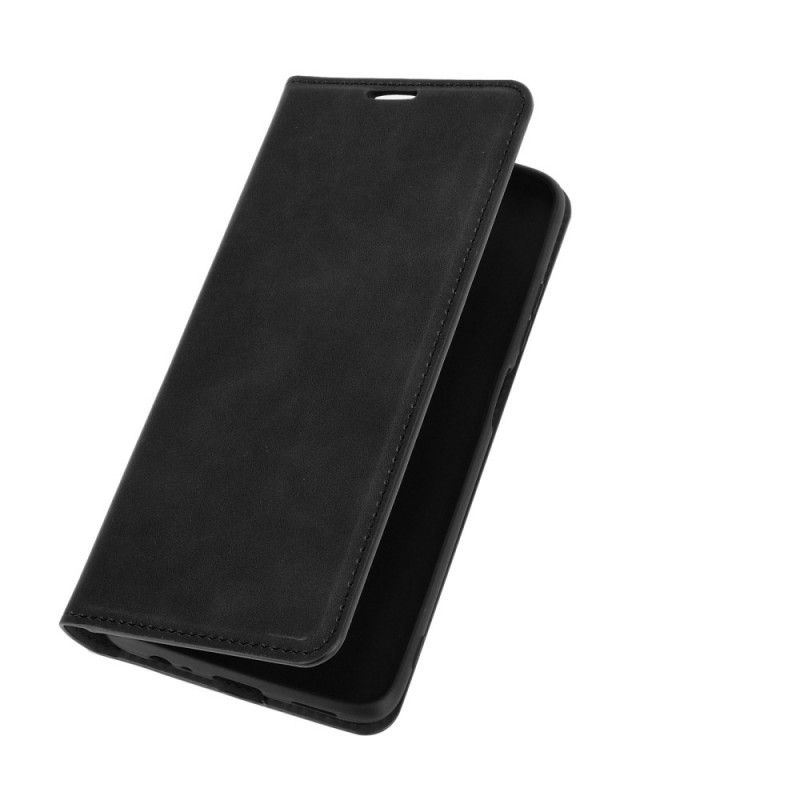 Læder Cover for Xiaomi Redmi Note 9 5G / Note 9T 5G Sort Hud-Touch