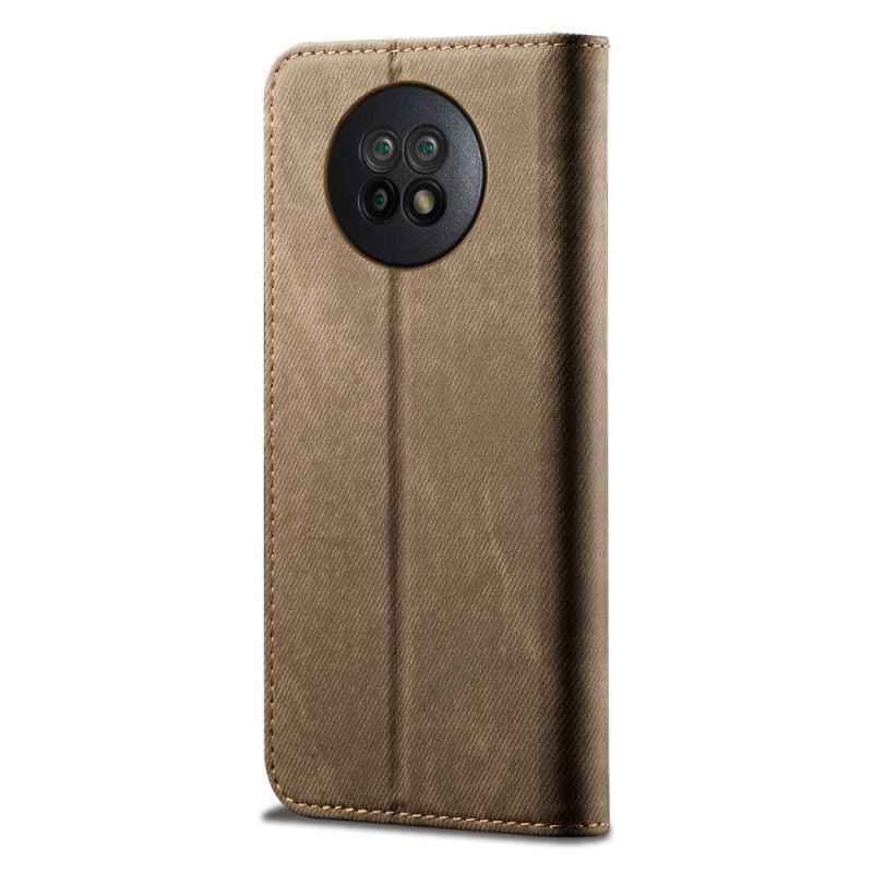 Læder Cover for Xiaomi Redmi Note 9 5G / Note 9T 5G Sort Jeansstof