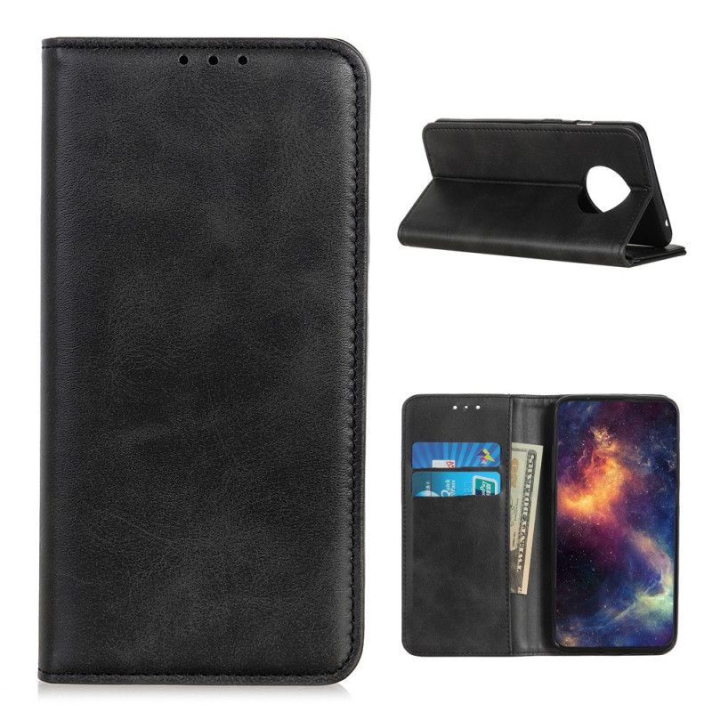 Læder Cover Xiaomi Redmi Note 9 5G / Note 9T 5G Sort Elegant Split Læder Beskyttelse