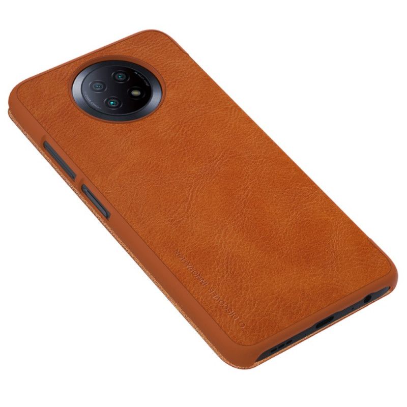 Læder Cover Xiaomi Redmi Note 9 5G / Note 9T 5G Sort Nillkin Qin-Serie