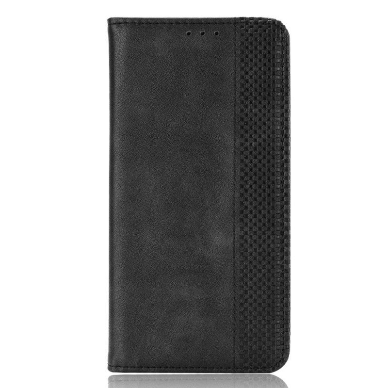 Læder Cover Xiaomi Redmi Note 9 5G / Note 9T 5G Sort Stiliseret Lædereffekt