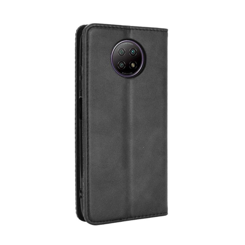 Læder Cover Xiaomi Redmi Note 9 5G / Note 9T 5G Sort Stiliseret Lædereffekt