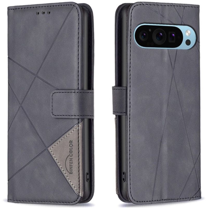 Læder Cover Google Pixel 9 Telefon Etui Geometriske Mønstre Binfen Farve