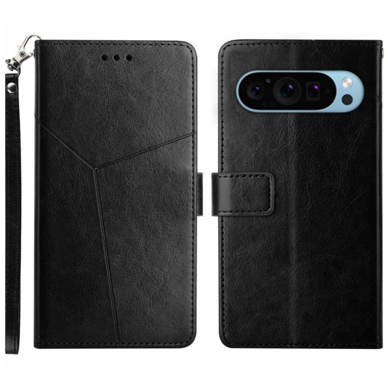 Læder Cover Google Pixel 9 Telefon Etui Y Strap Design