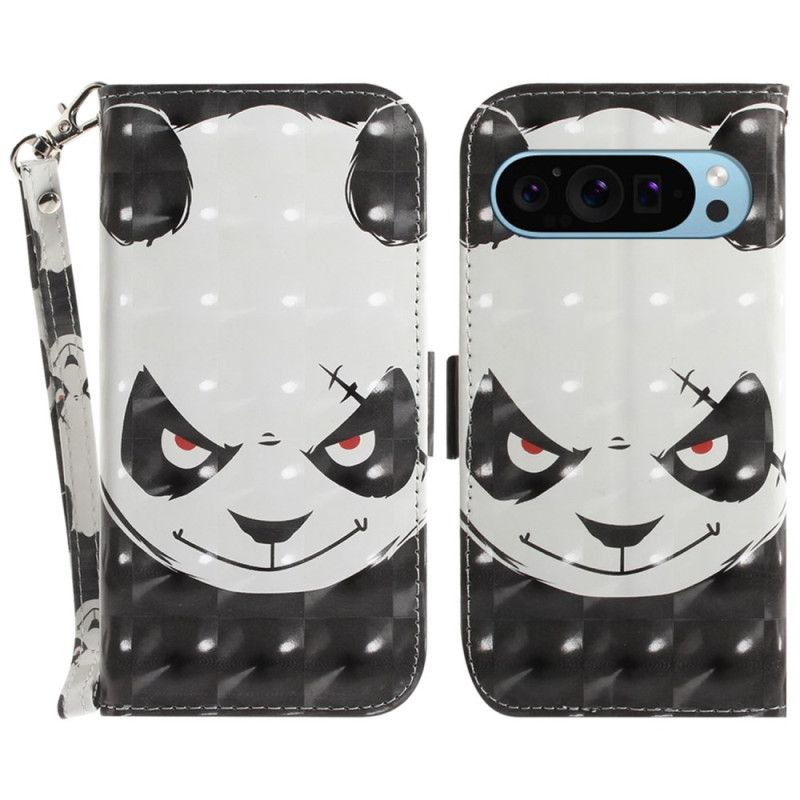 Læder Cover Google Pixel 9 Vred Panda Kærlighed Med Rem