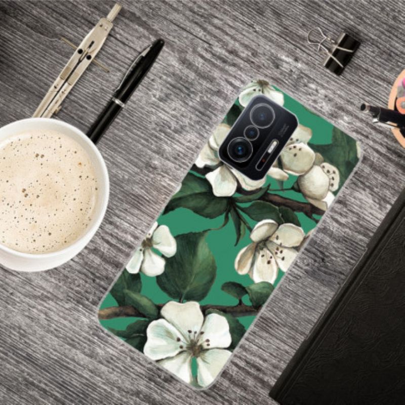 Cover Xiaomi Mi 11t / 11t Pro Malede Hvide Blomster