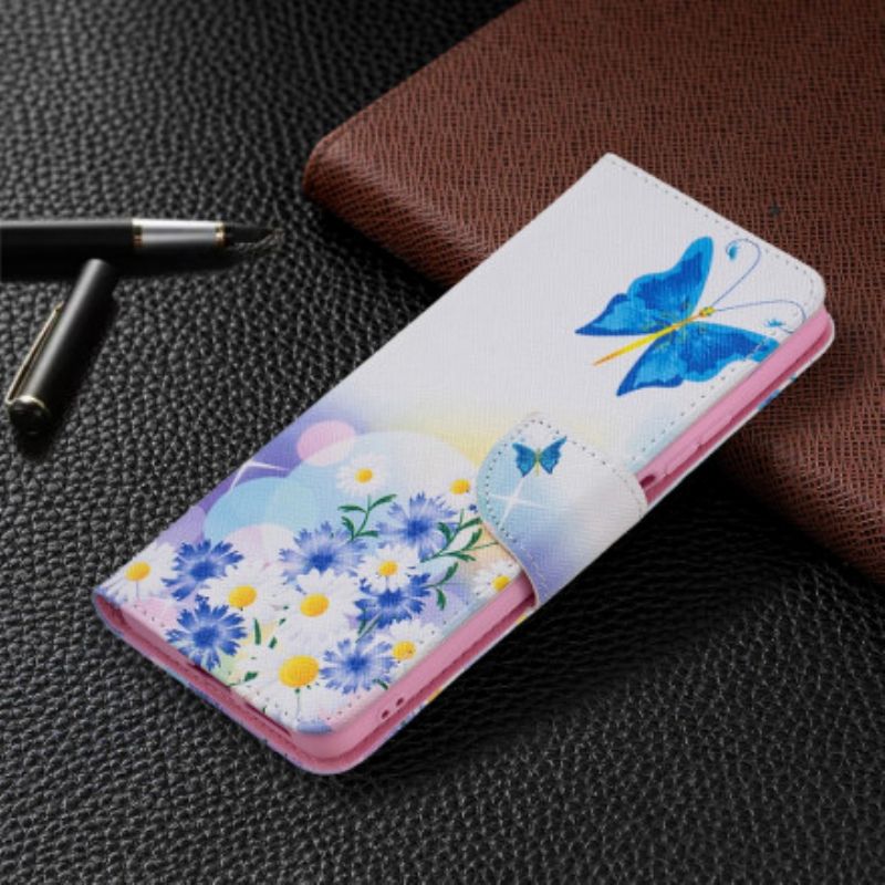 Flip Cover Xiaomi Mi 11t / 11t Pro Malede Sommerfugle Og Blomster