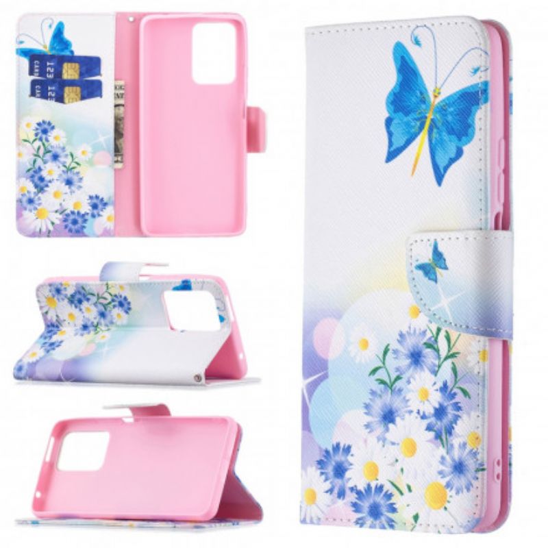 Flip Cover Xiaomi Mi 11t / 11t Pro Malede Sommerfugle Og Blomster