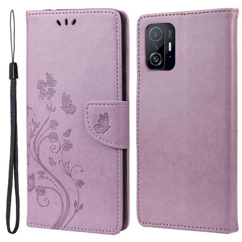 Flip Cover Xiaomi Mi 11t / 11t Pro Sommerfugle Og Blomster