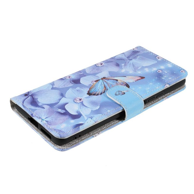 Læder Cover Xiaomi Mi 11t / 11t Pro Diamond Strappy Sommerfugle