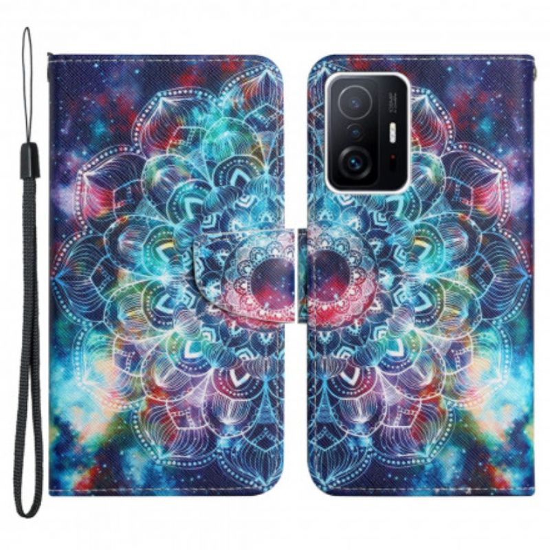 Læder Cover Xiaomi Mi 11t / 11t Pro Flashy Half Strappy Mandala