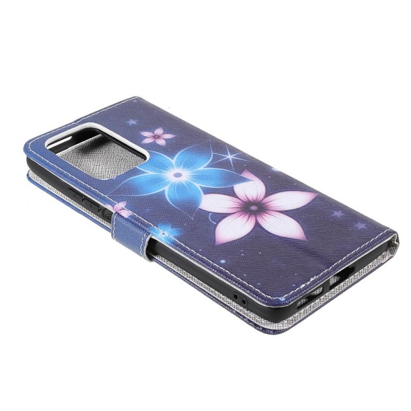 Læder Cover Xiaomi Mi 11t / 11t Pro Telefon Etui Måneblomster Med Rem