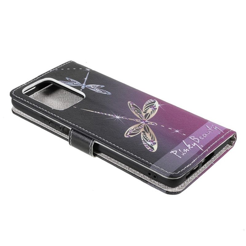 Læder Cover Xiaomi Mi 11t / 11t Pro Telefon Etui Thong Dragonflies