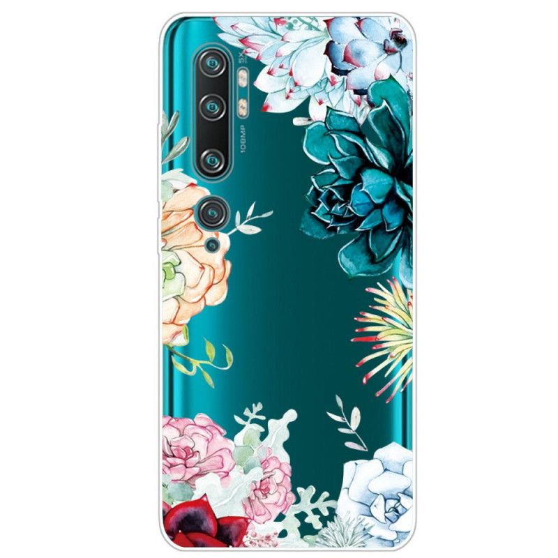 Cover for Xiaomi Mi Note 10 / 10 Pro Gennemsigtige Akvarelblomster