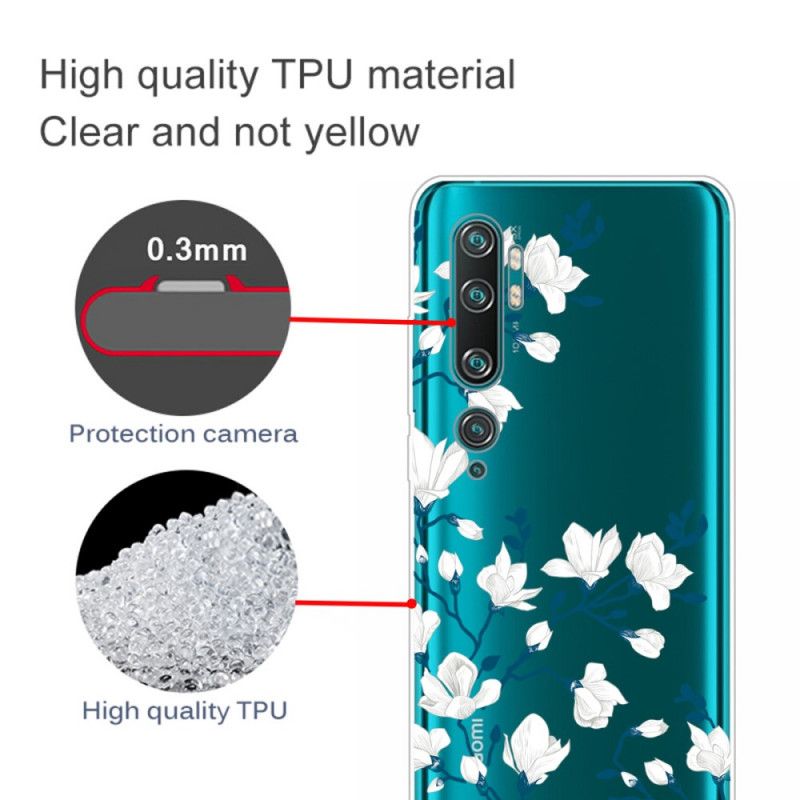 Cover for Xiaomi Mi Note 10 / 10 Pro Hvide Blomster