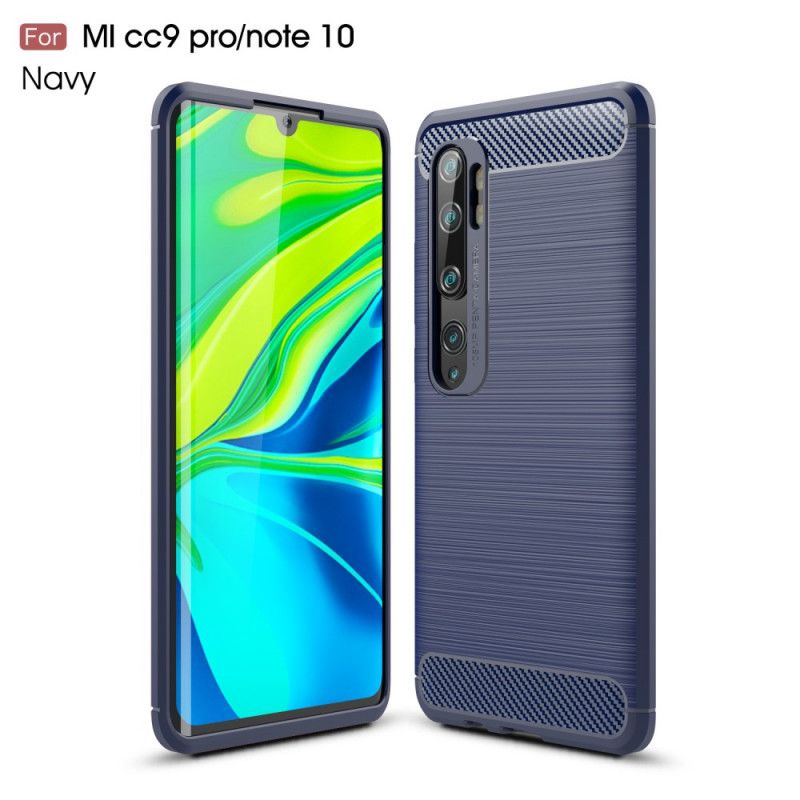 Cover for Xiaomi Mi Note 10 / 10 Pro Sort Børstet Kulfiber