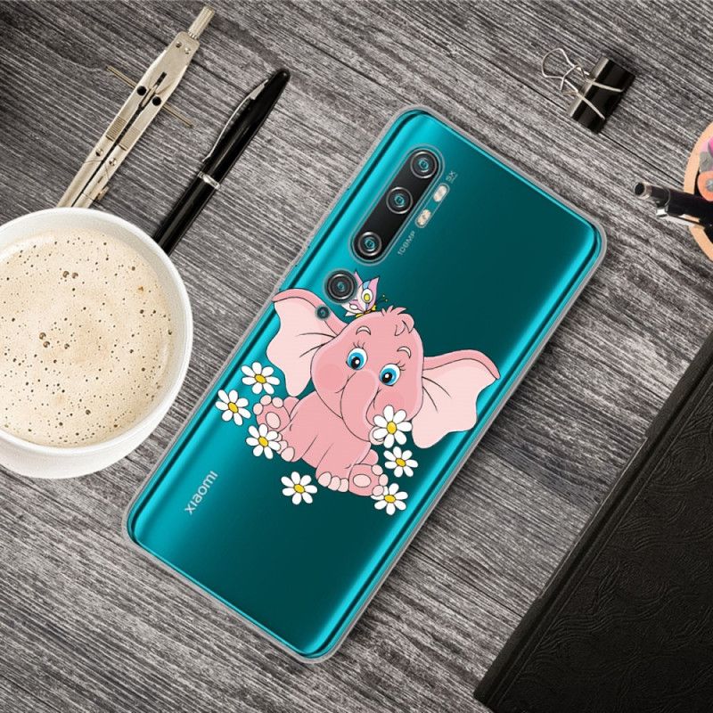 Cover Xiaomi Mi Note 10 / 10 Pro Mobilcover Gennemsigtig Lyserød Elefant