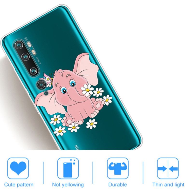 Cover Xiaomi Mi Note 10 / 10 Pro Mobilcover Gennemsigtig Lyserød Elefant