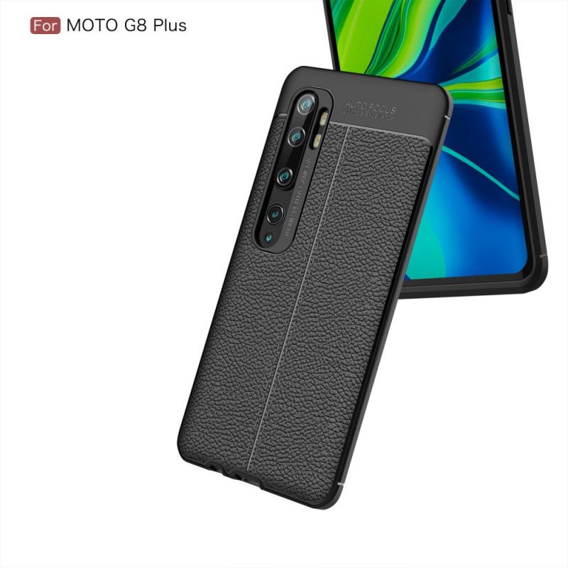 Cover Xiaomi Mi Note 10 / 10 Pro Sort Dobbeltlinjet Lychee-Lædereffekt